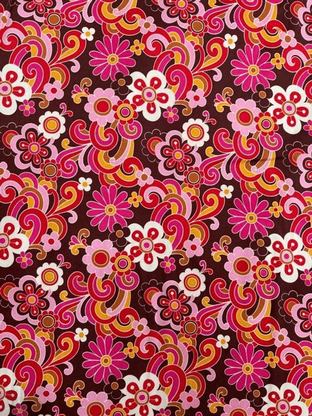 Brown &amp; Pink Retro Floral Cotton