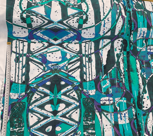 Green &amp; Purple Abstract Cotton Sateen