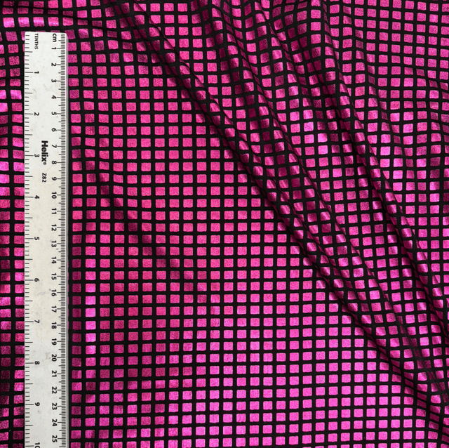 Bright Pink Holo Squares Lycra