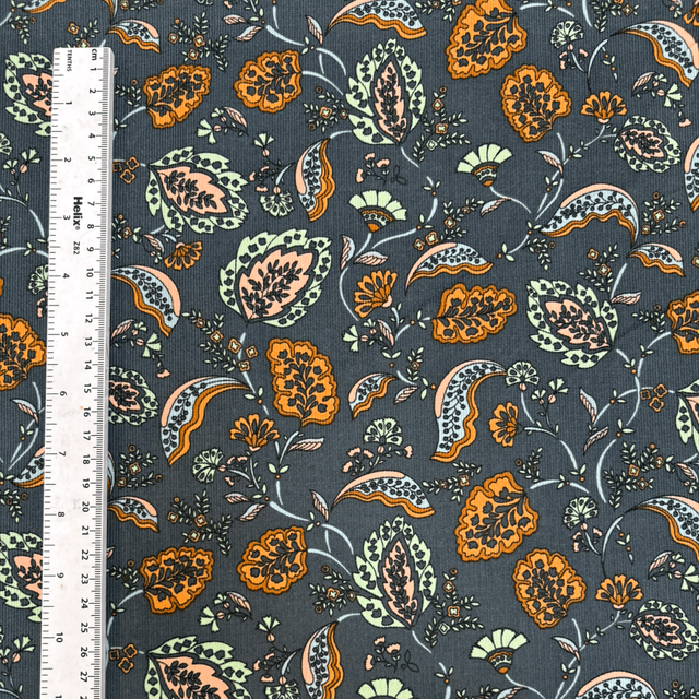 Navy Paisley Needlecord