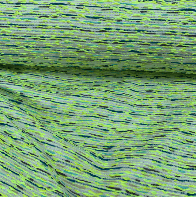 White &amp; Citrus Textured Woven Slub Fabric 