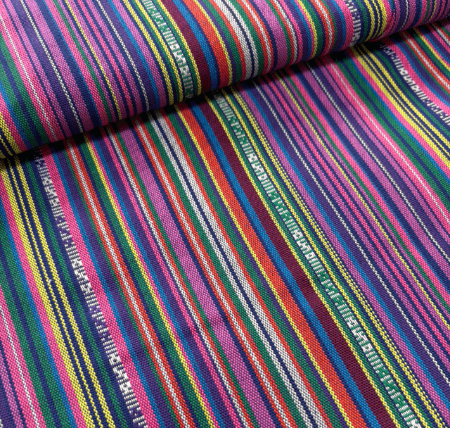 Brown &amp; Turquoise Stripe Woven Cotton