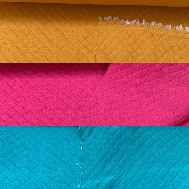 Mustard/Berry/Teal Quilt Effect Sweatshirting