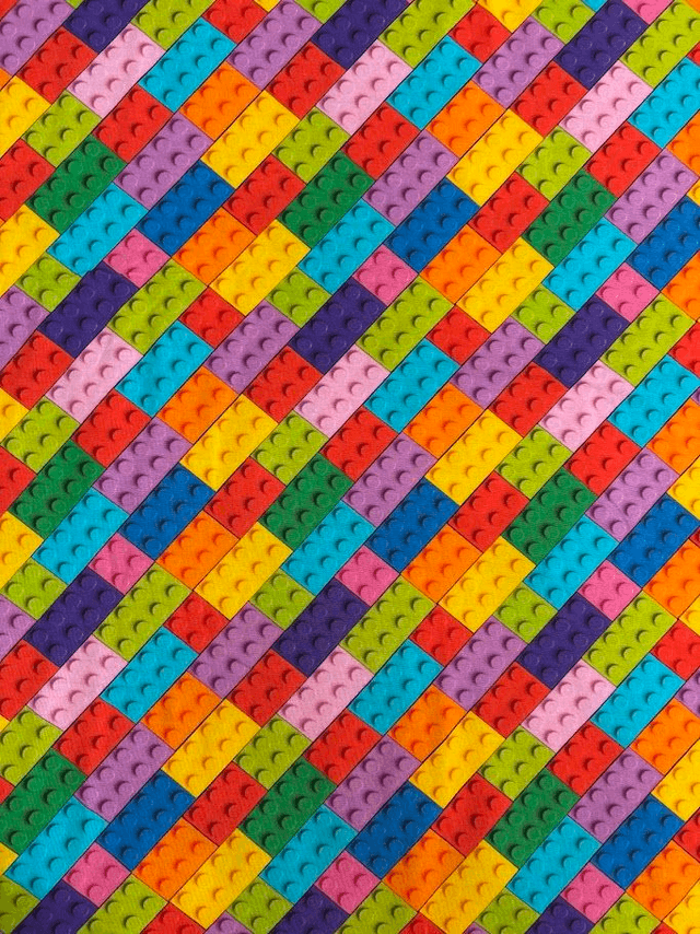 Rainbow Lego Cotton Jersey