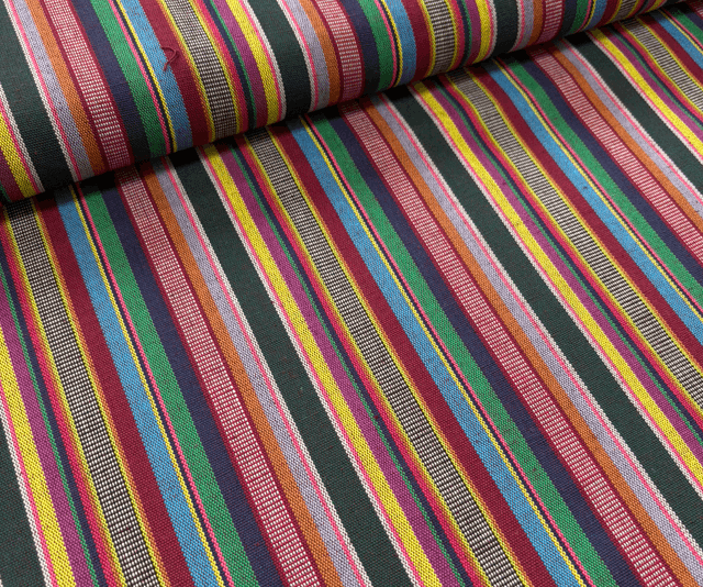 Dark Rainbow Stripe Woven Cotton